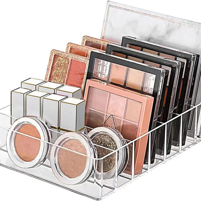 Makeup Organizer For Eyeshadow Palette And Lipstick Organizer, 7 Section Divided Makeup Palette Organizer For Vanity Drawer Countertop Modern Cosmetics Storage